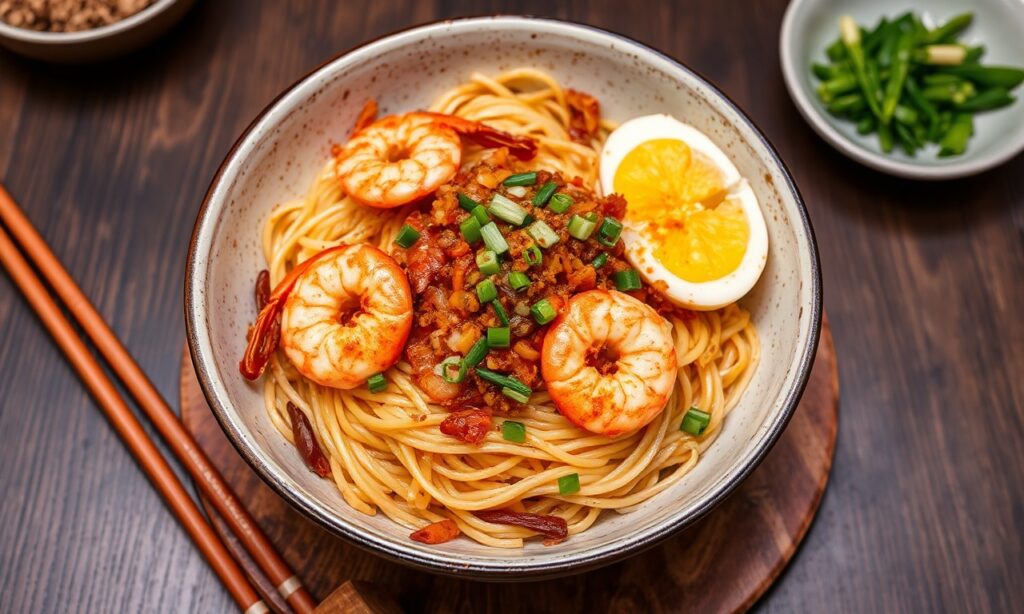 Delicious Char Kway seafood stir-fry, smoky wok aroma, Asian noodle delight.