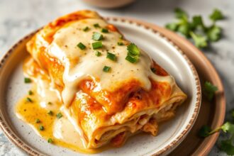Creamy chicken enchiladas suizas, a delicious Swiss-Mexican fusion dish.