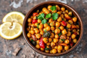 Savory Moroccan chickpea vegetable tagine, a vibrant and flavorful feast.