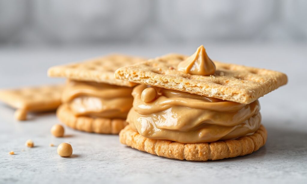 Crunchy Harmony: Graham crackers and peanut butter pairing.