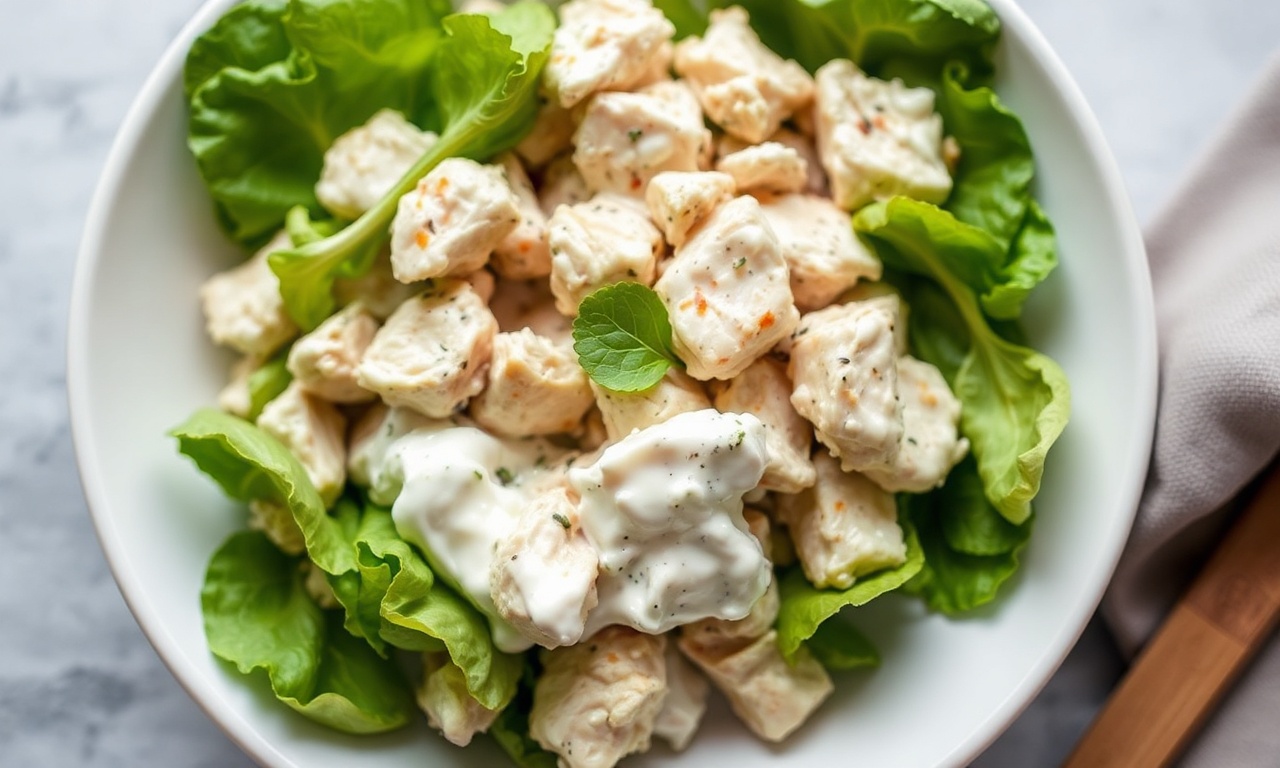 Creamy chicken salad with Greek yogurt: a healthy, delicious recipe.