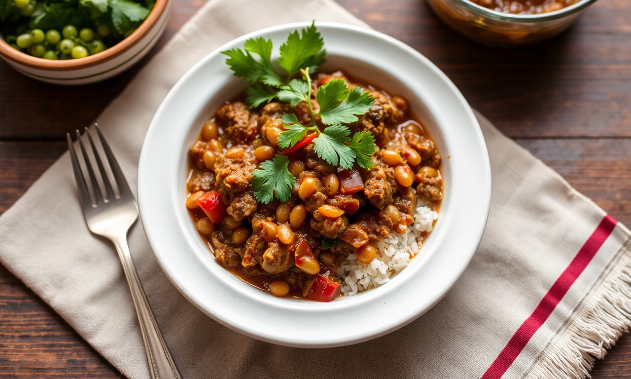Hearty Cuban picadillo with lentils, a delicious classic dish.