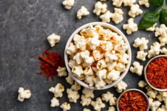 Spicy Indian popcorn twist: delicious fusion flavor.