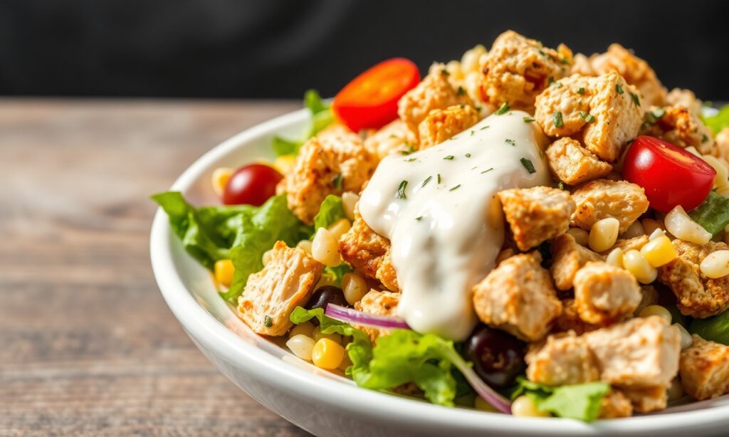 Healthy Twist chicken cobb salad with light dressing delight.