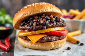 Fiery flavor: Ultimate spicy black bean burger recipe.
