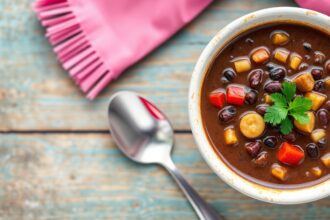 Hearty Caribbean black bean soup, a flavorful island classic.