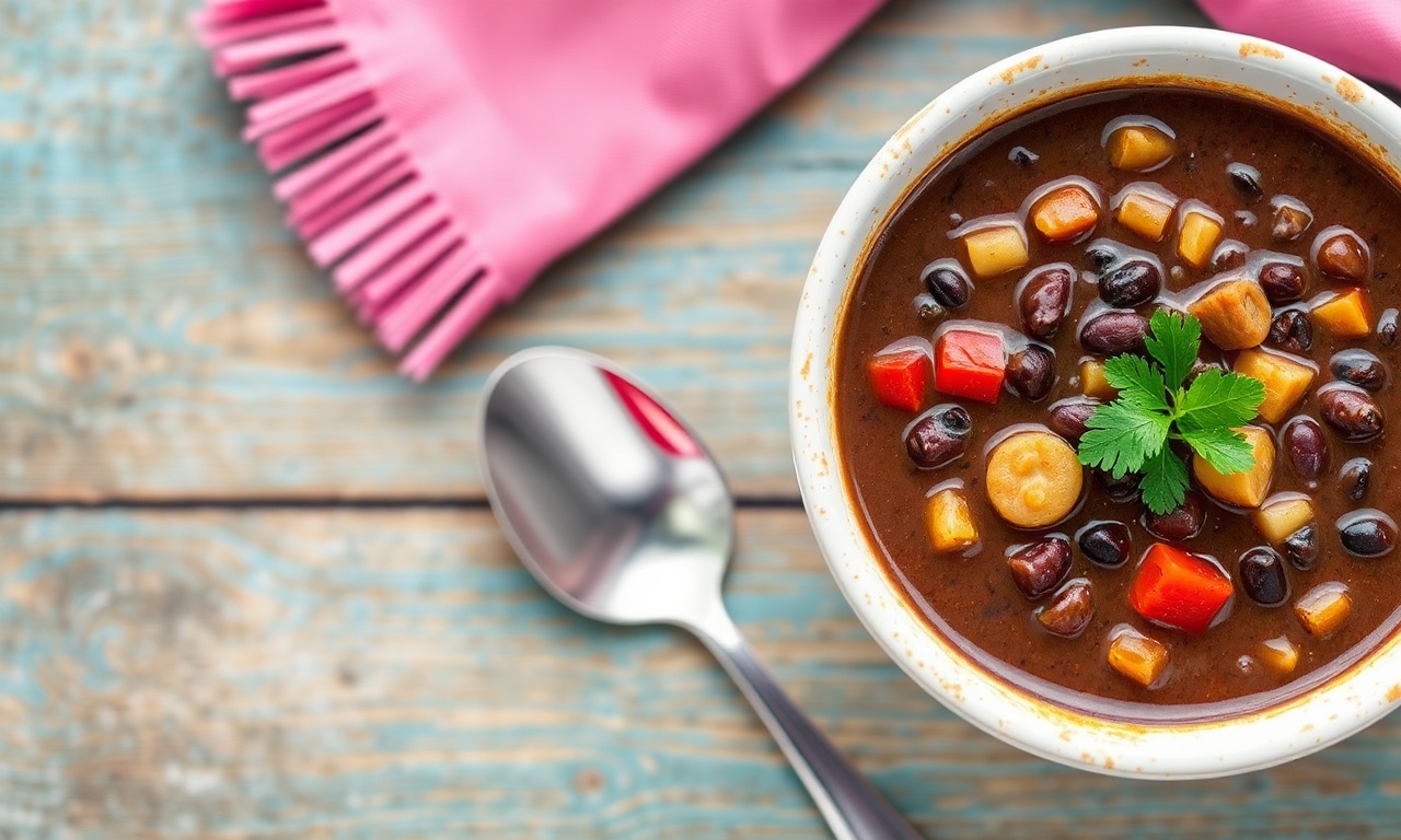 Hearty Caribbean black bean soup, a flavorful island classic.