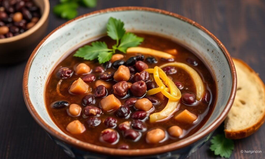 Hearty Caribbean black bean soup, a flavorful island classic.