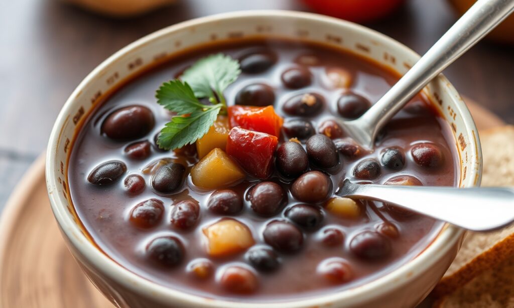 Hearty Caribbean black bean soup, a flavorful island classic.