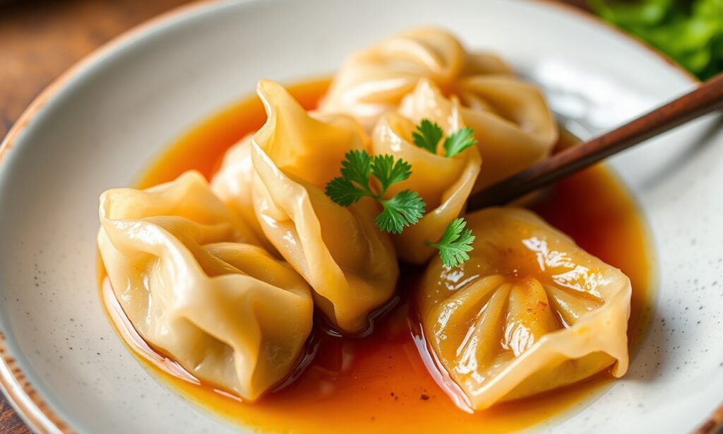 Delicious chili oil wontons to spice up your meal.