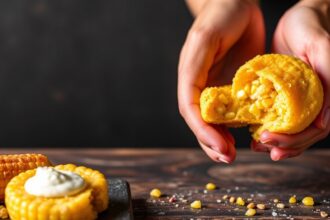 Golden Bites: Delicious sweet corn arepas de choclo, a tasty treat.