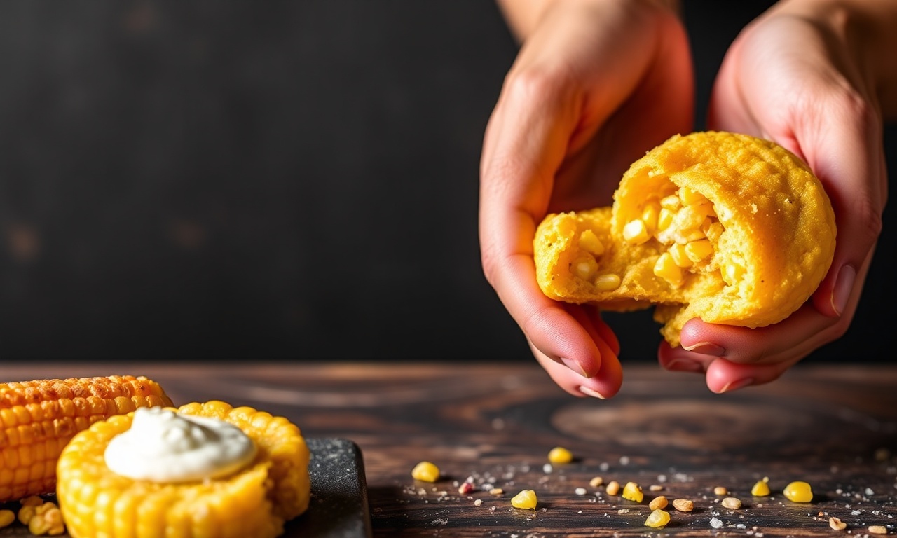 Golden Bites: Delicious sweet corn arepas de choclo, a tasty treat.