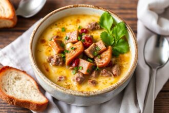 Savor flavor: Delicious Philly cheesesteak soup recipe.