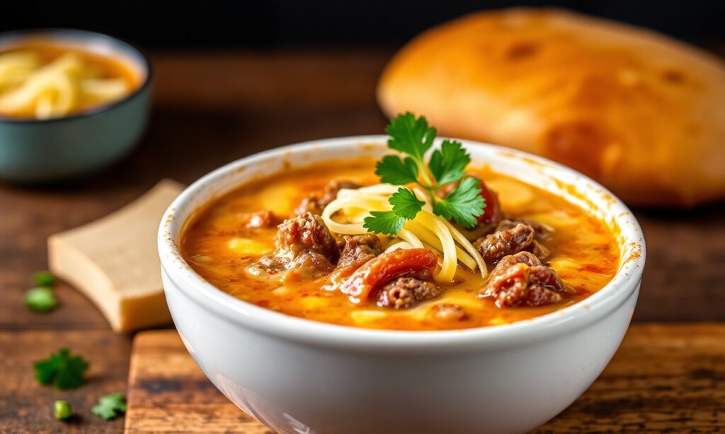 Savor flavor: hearty Philly cheesesteak soup recipe inspiration.