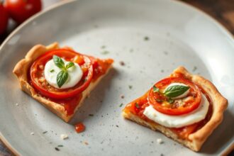 Savory delights: Beautiful goat cheese tomato tart, baked golden.