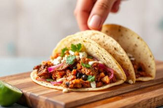 Bold tangy jerk jackfruit tacos, flavorful and vibrant.
