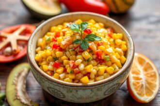 Crunchy Peruvian corn salad bursting with Andean flavor.