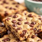 Irresistible chewy chocolate chip cookie bars, perfect for baking.