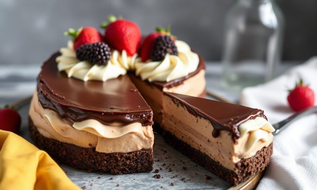 Decadent no-bake chocolate torte: effortless, elegant dessert recipe.