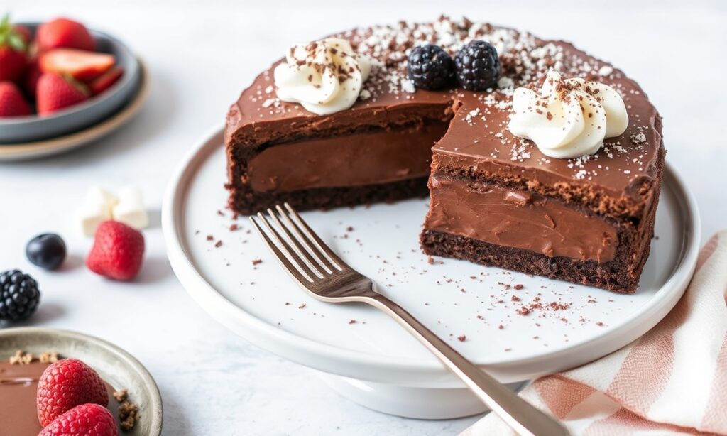 Decadent no-bake chocolate torte: rich, effortless, elegant dessert.