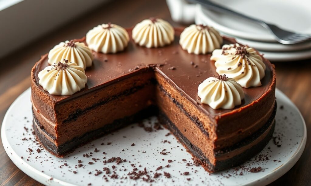 Decadent no-bake chocolate torte: rich, effortless, elegant dessert.
