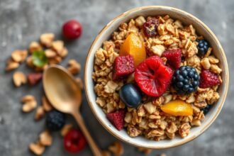 Nourish Naturally: Homemade millet granola with dried fruits.