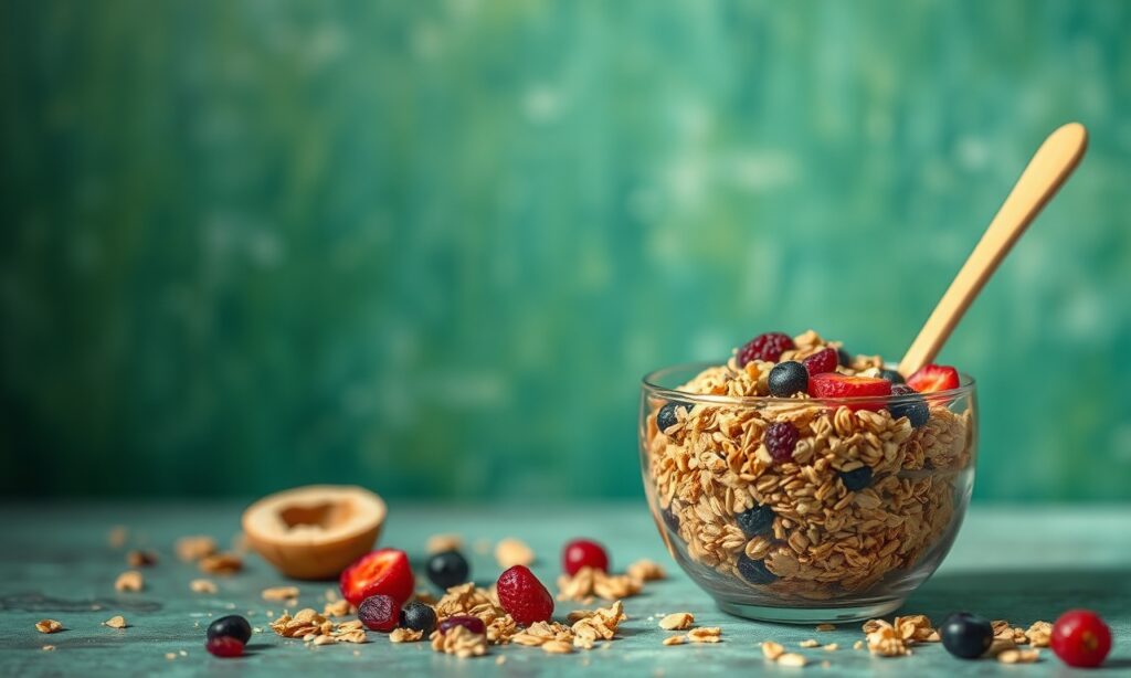 Nourish Naturally: Homemade millet granola with dried fruits.